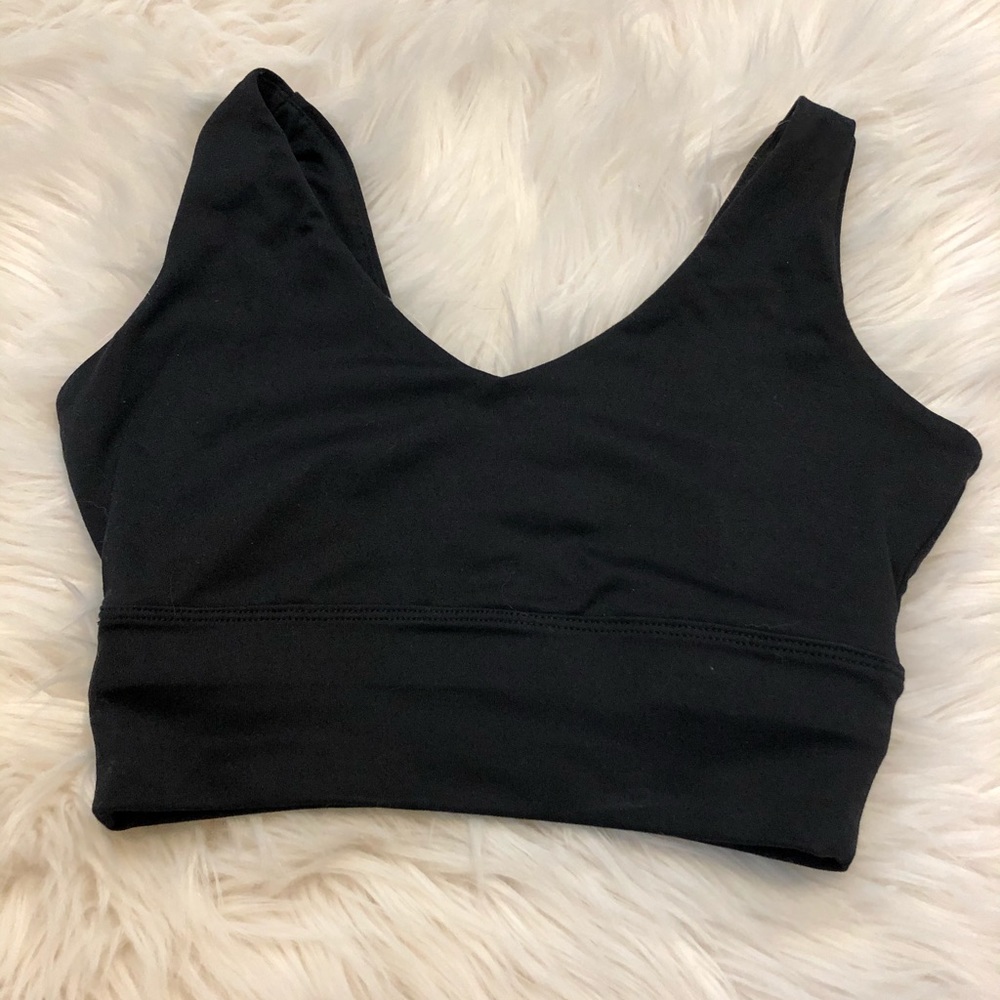 Deep V cut sports bra